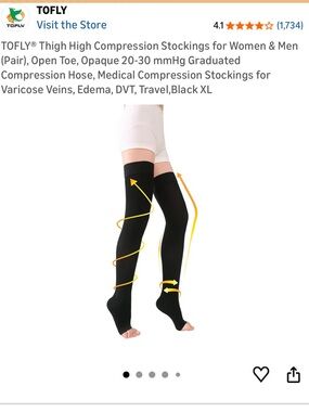 Thigh high compression stockings